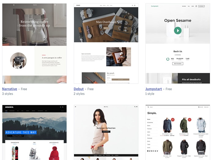 free shopify themes