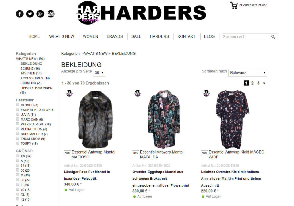 1&1 E-Shop Beispielshop - Harders