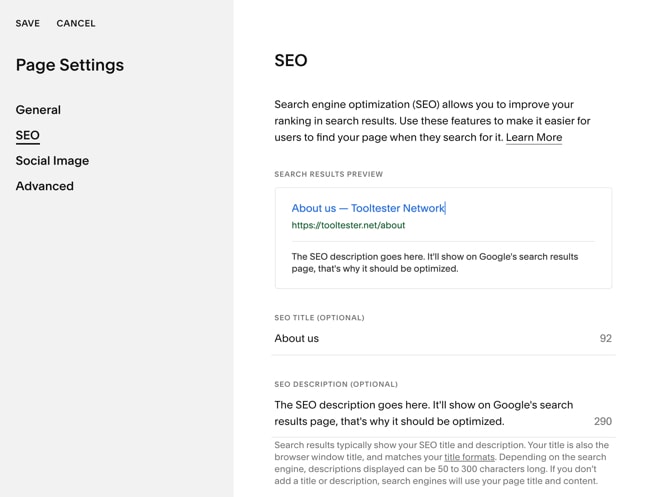 squarespace seo settings