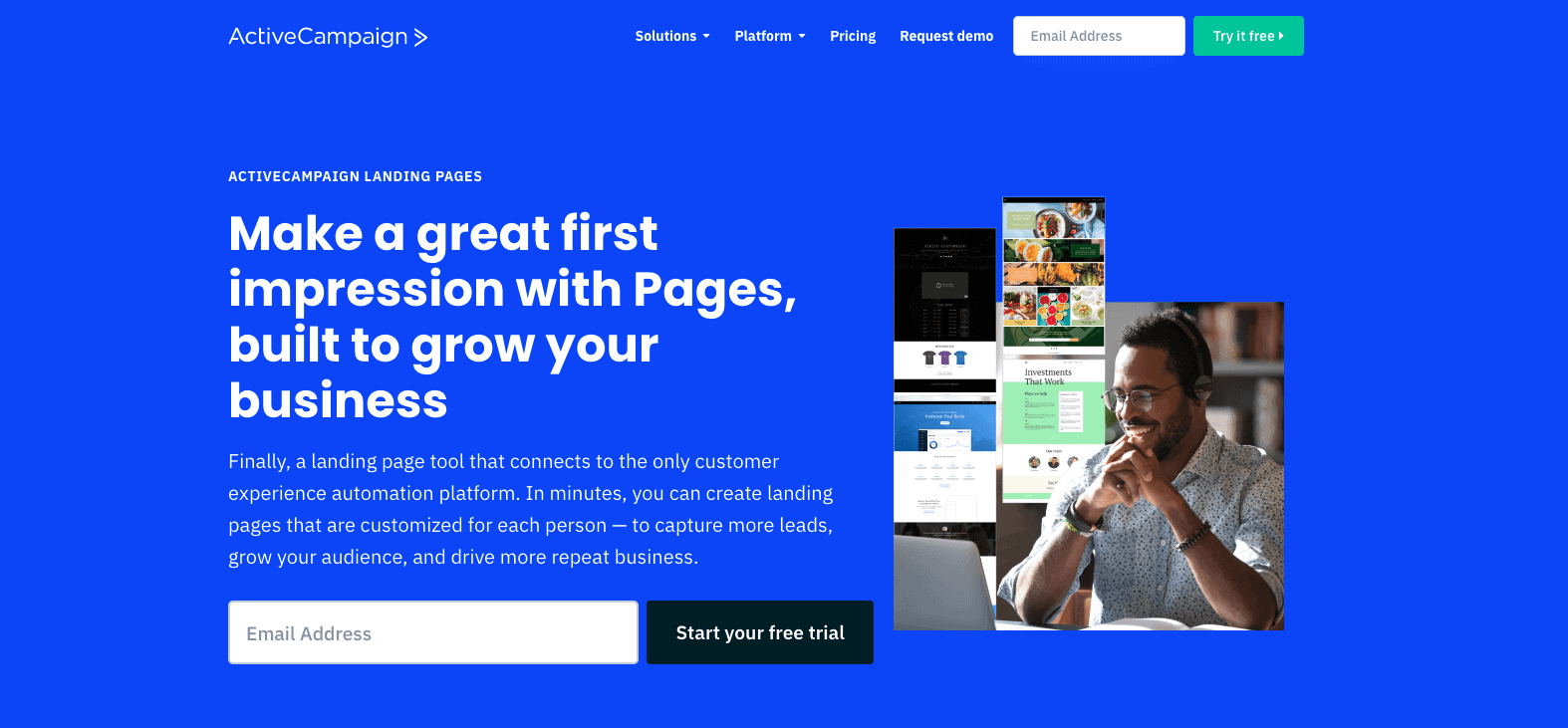 activecampaign landing page builder