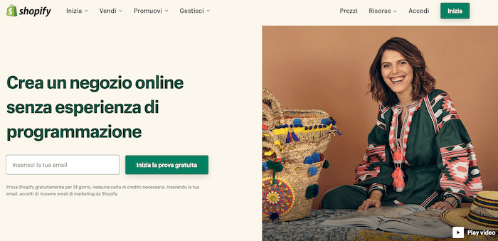 aprire negozio online shopify