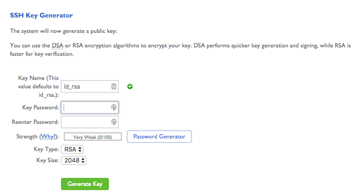 bluehost ssh key generator