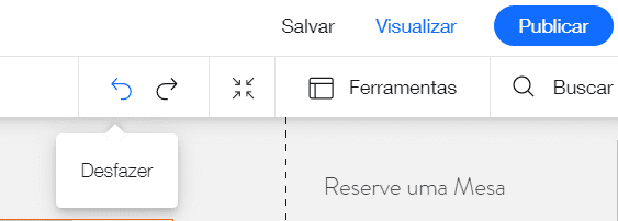 botão desfazer wix