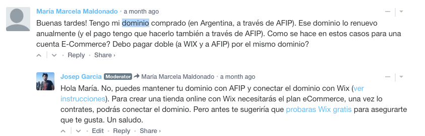 comentario wix dominio