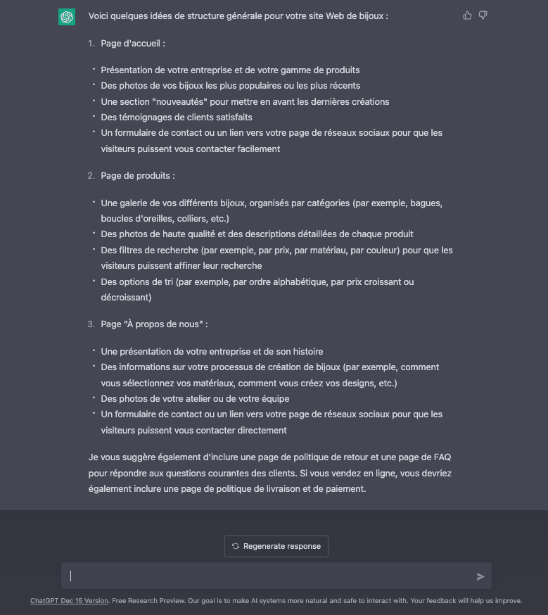 creer un site avec chatgpt