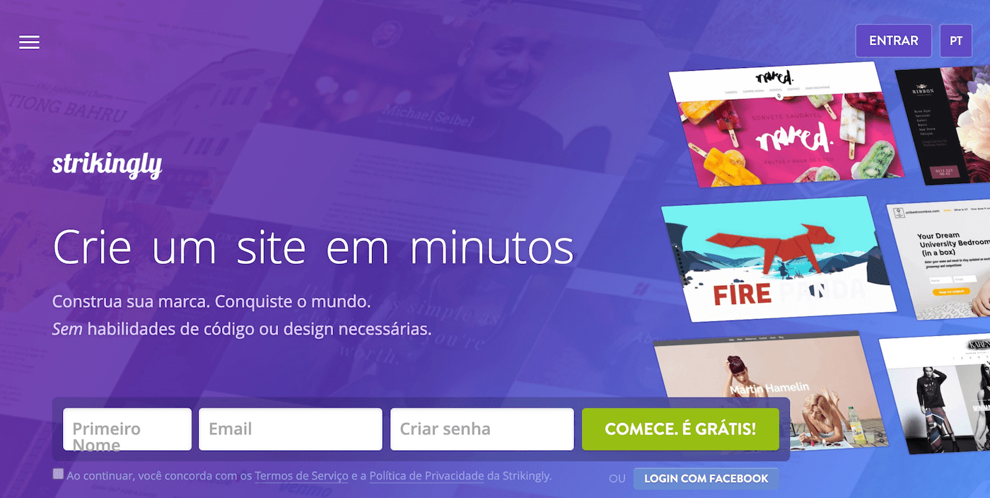 criador de sites gratis strikingly