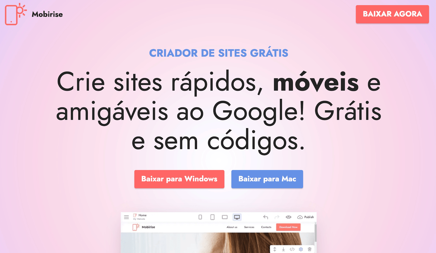 criadores de site com Mobirise