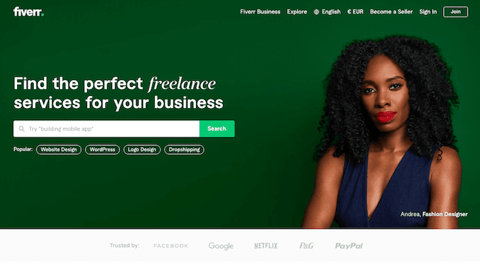 Fiverr homepage