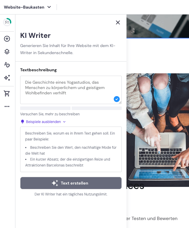 hostinger website builder ki writer