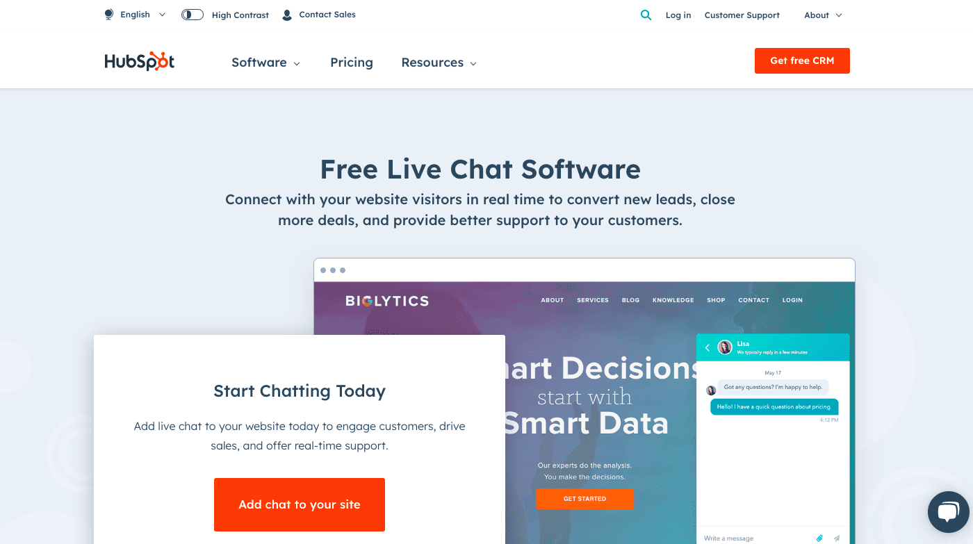 hubspot live chat