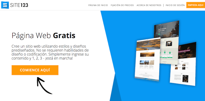 Site123 para crear sitios web