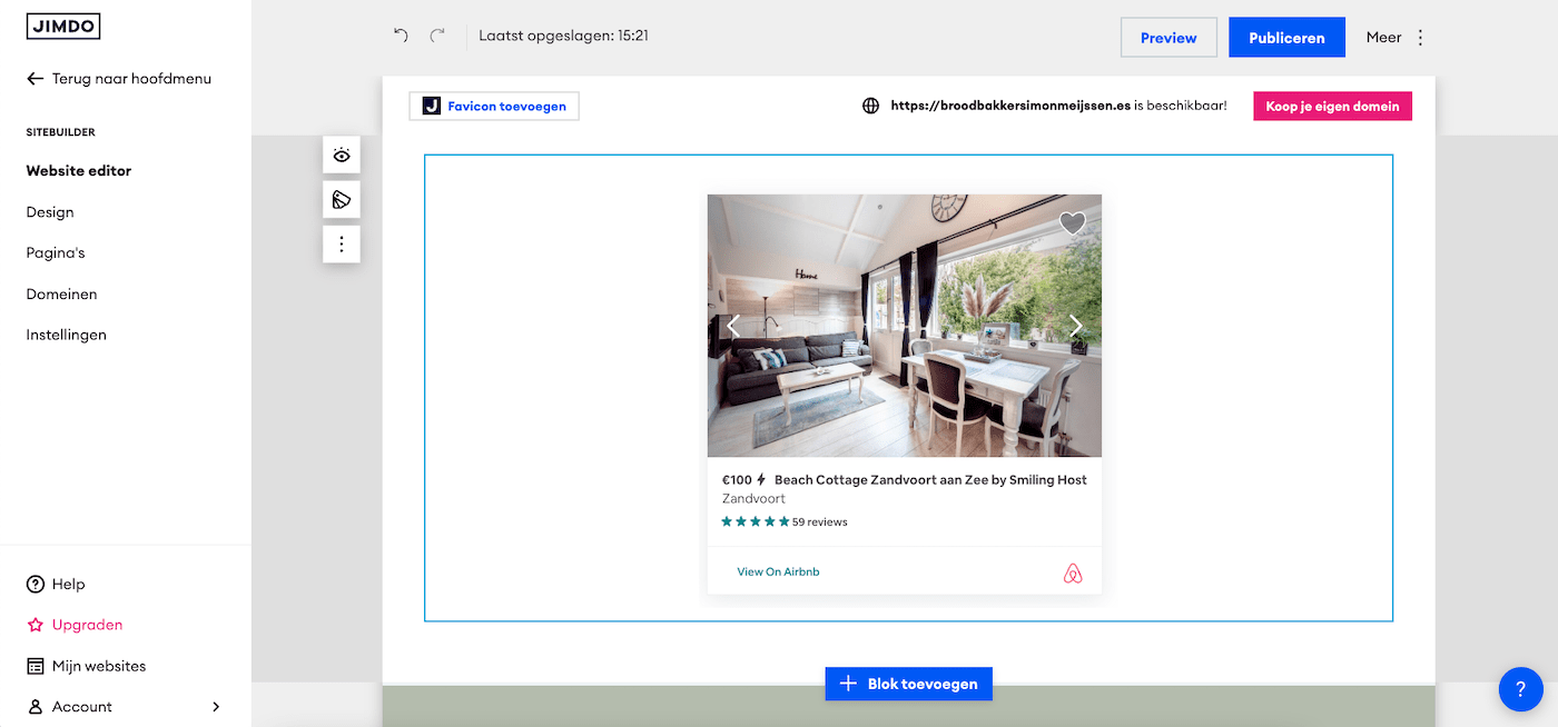 jimdo airbnb toevoegen