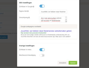 JouwWeb - SEO-instellingen