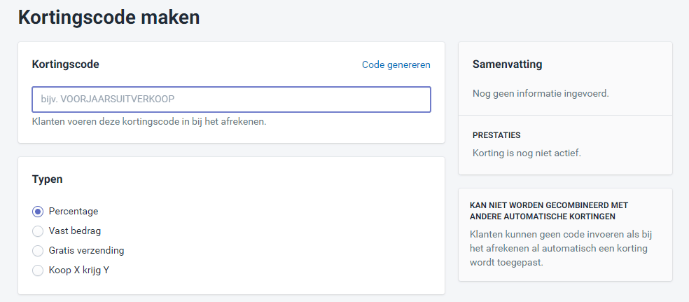 Kortingscode Shopify