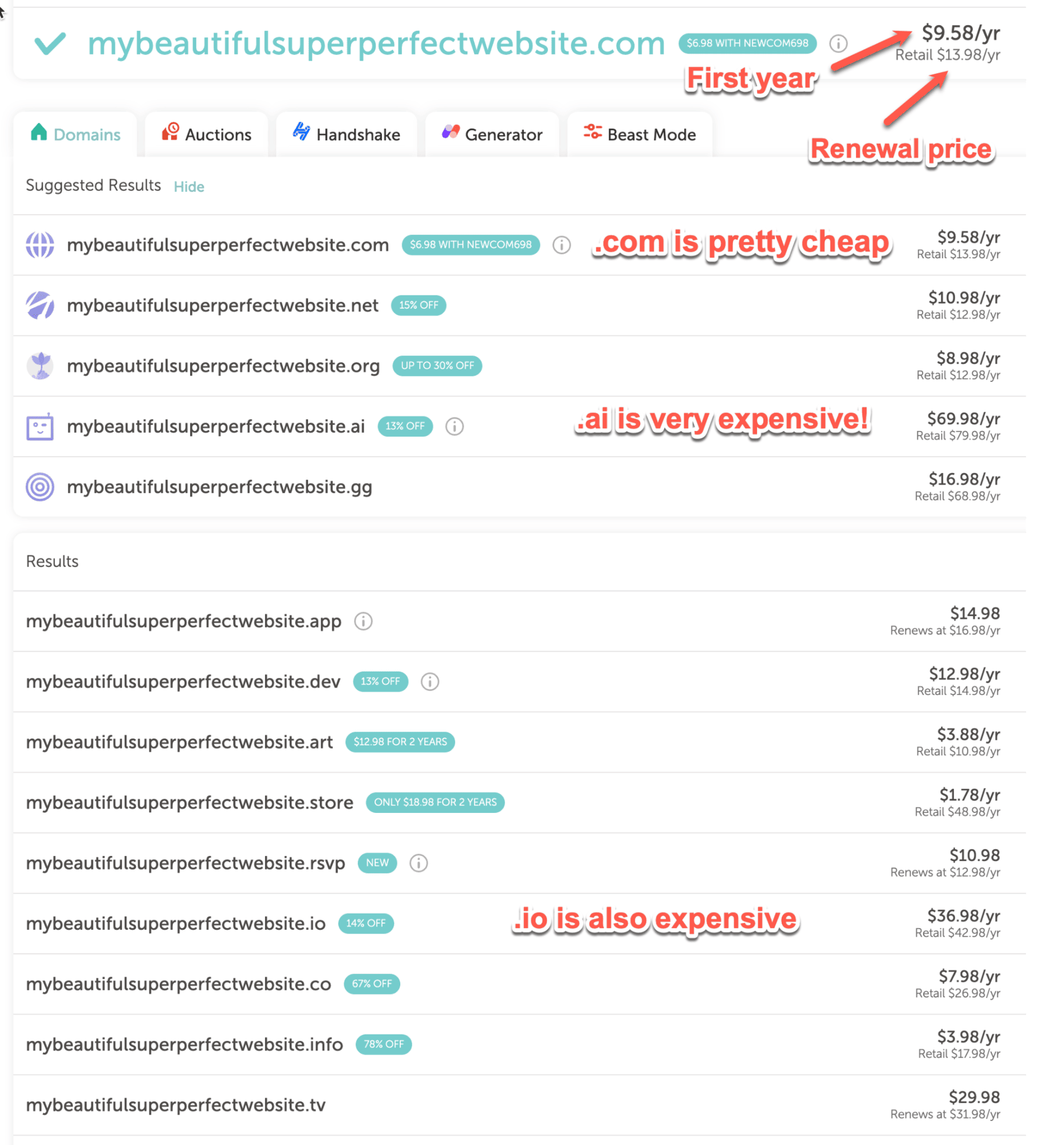 namecheap domain prices