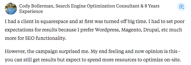 quora squarespace seo positive answer