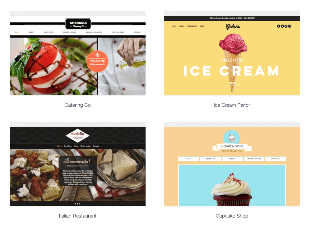 Wix restaurants templates samples