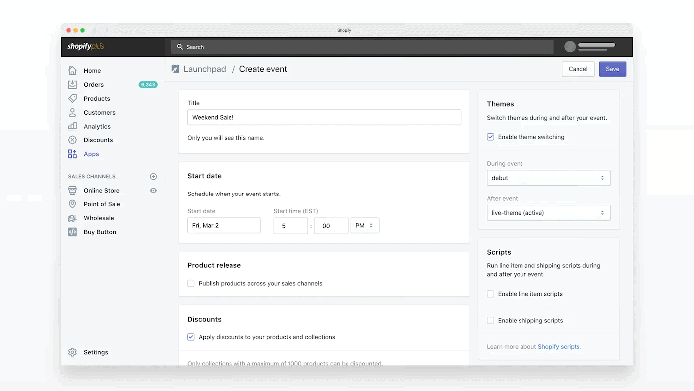 Shopify Launchpad screenshot