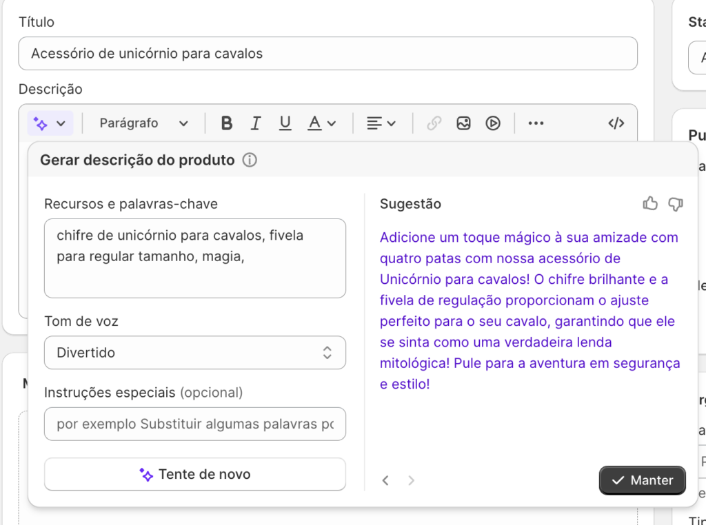 shopify magic texto IA