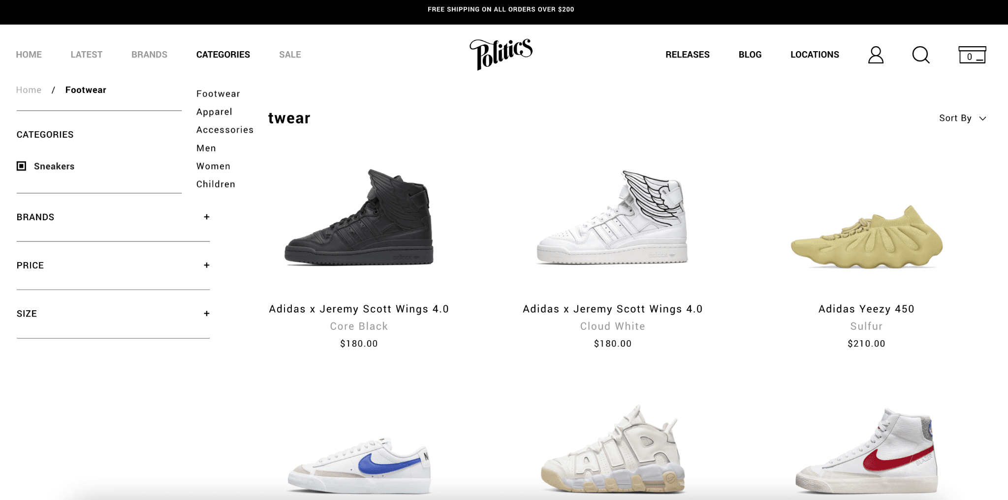 shopify store sneaker politics 