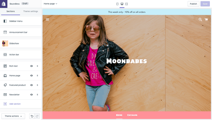 Editor de estilo de Shopify