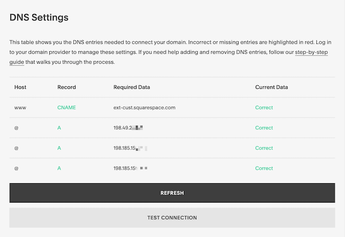 squarespace dns settings