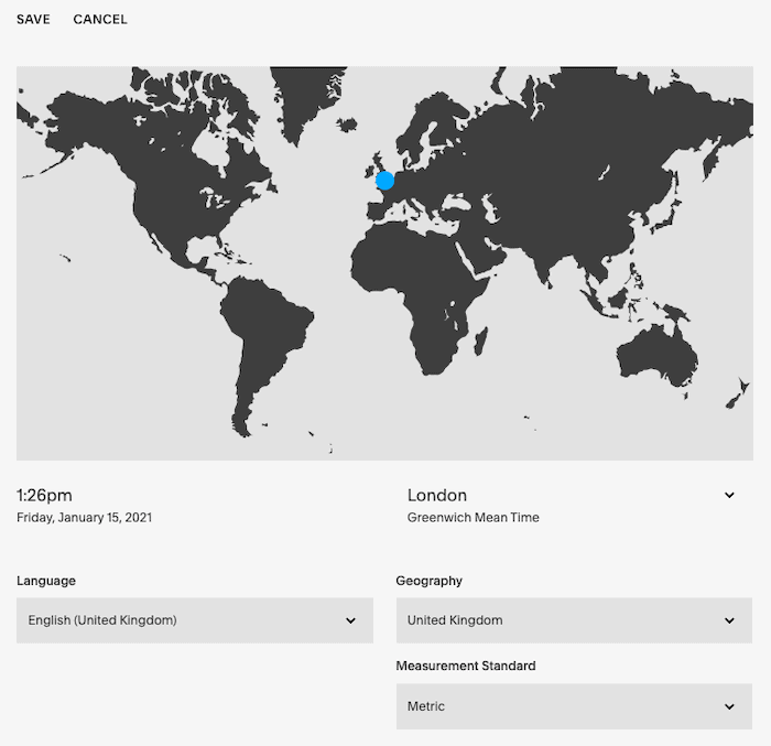 squarespace geo settings