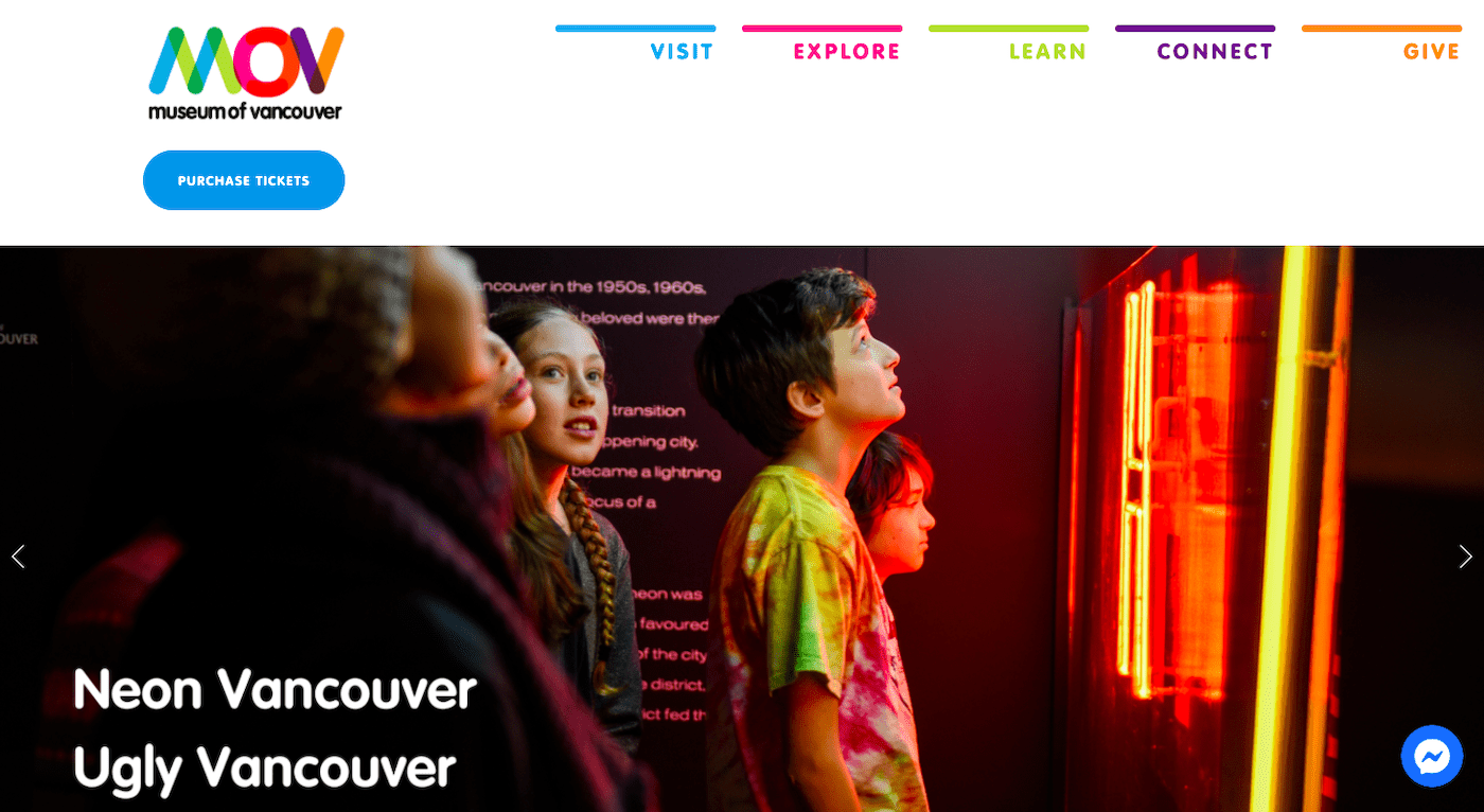 squarespace website examples - museum of vancouver