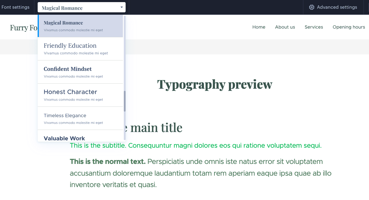 webnode fonts