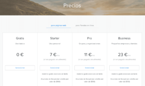 Precios de Weebly