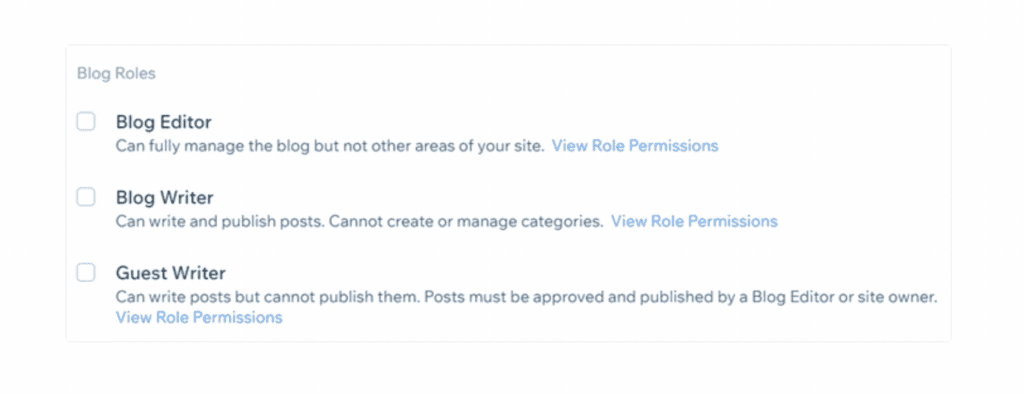 wix blog roles