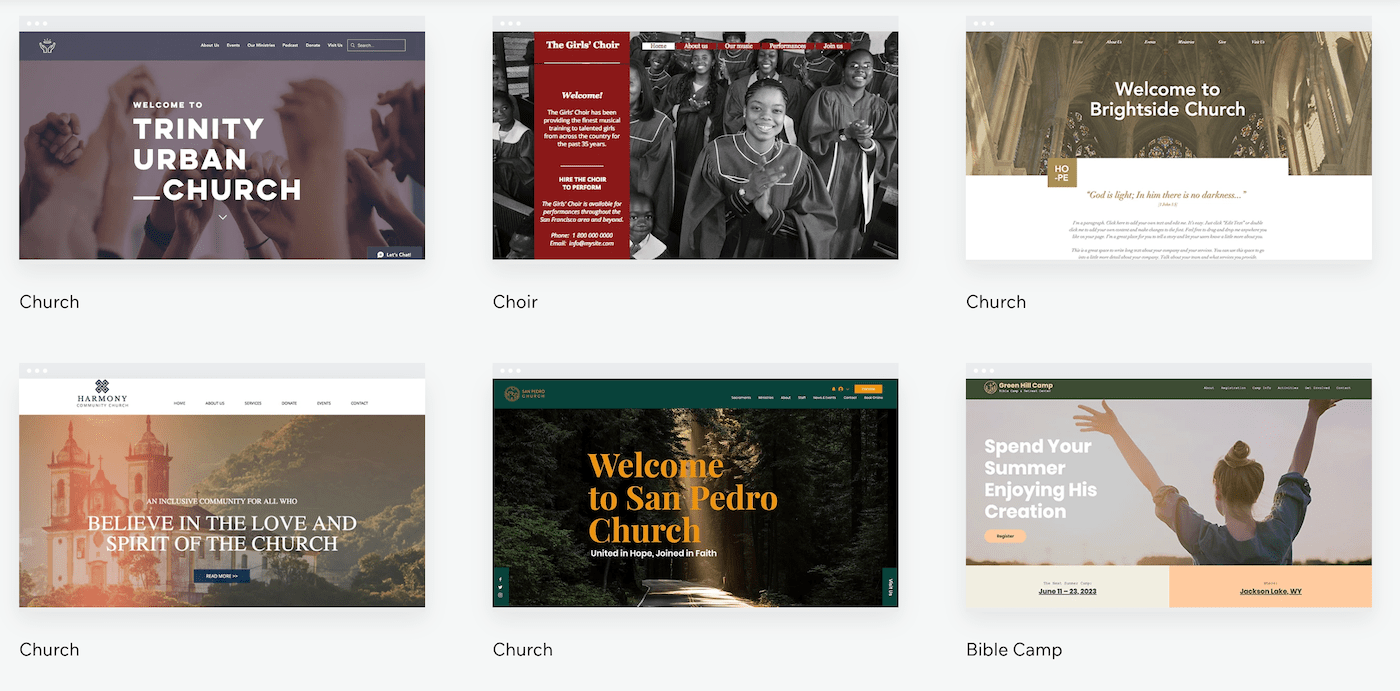 wix church templates