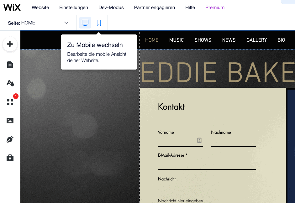 wix editor mobile ansicht
