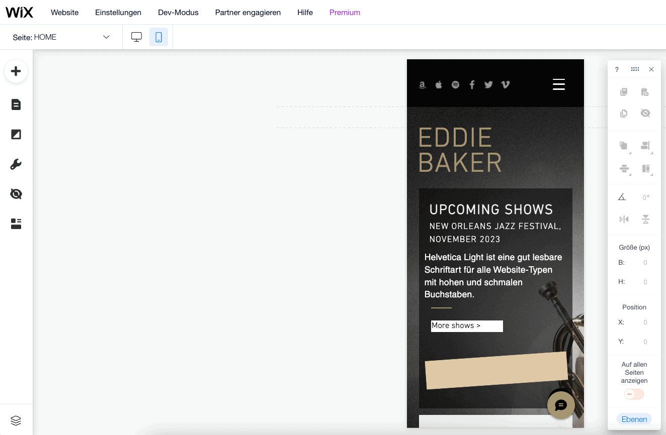 wix editor mobile version bearbeiten