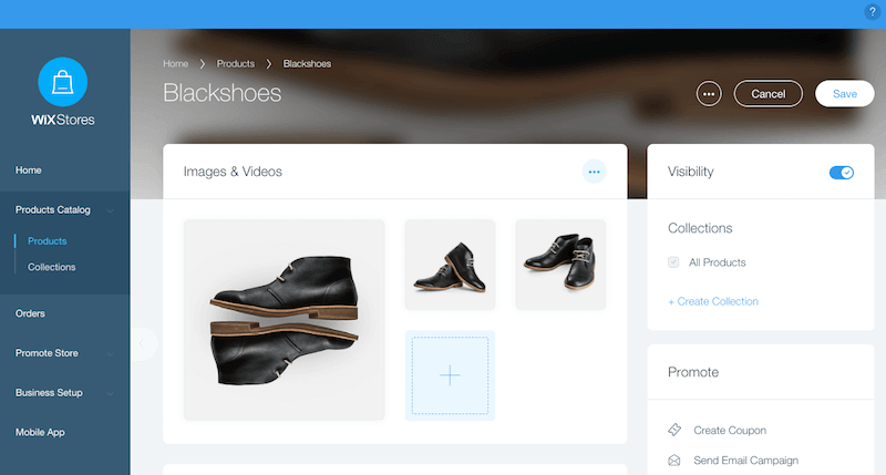 wix image presentation as good as shopify