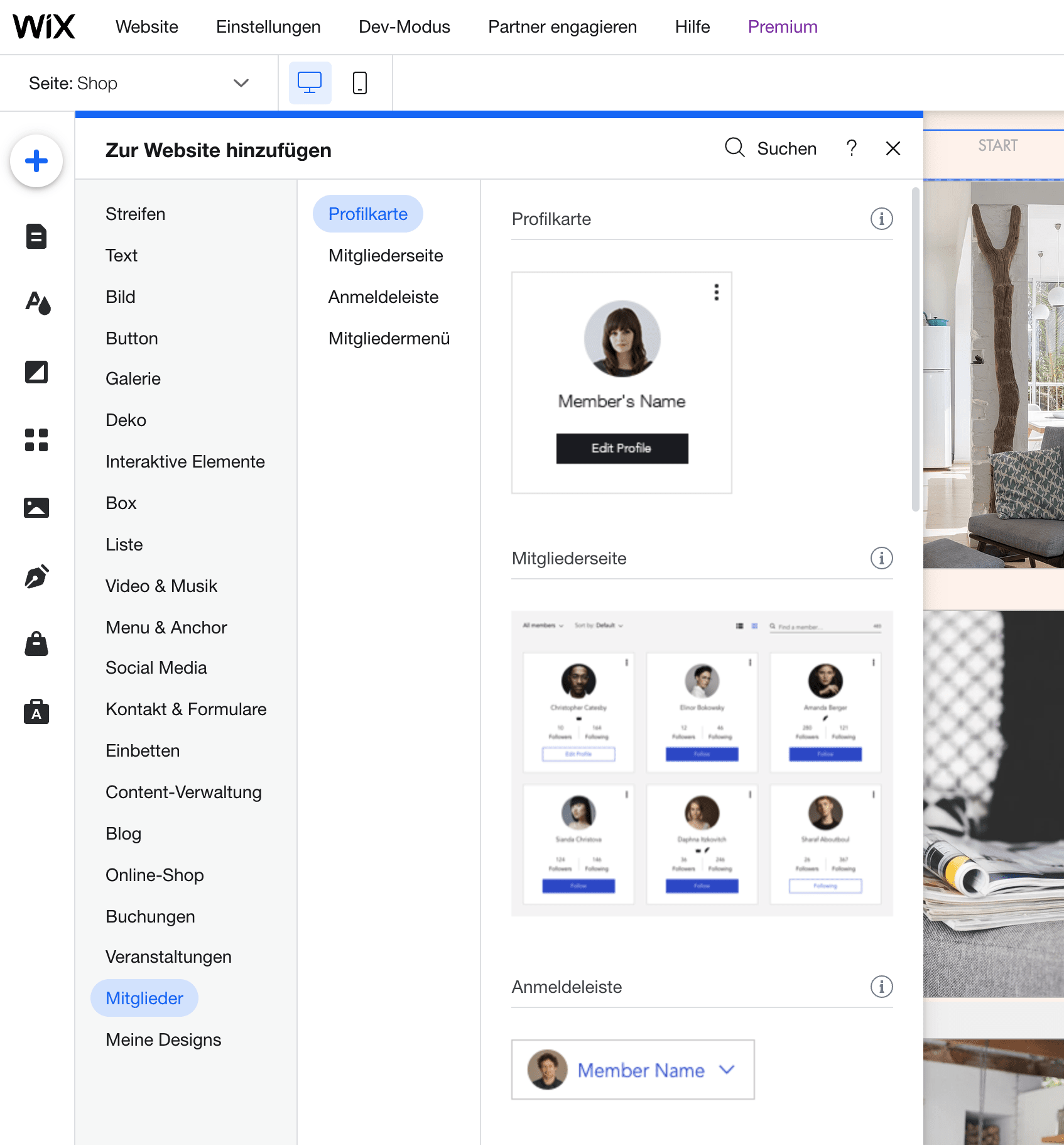 wix mitgliederbereich