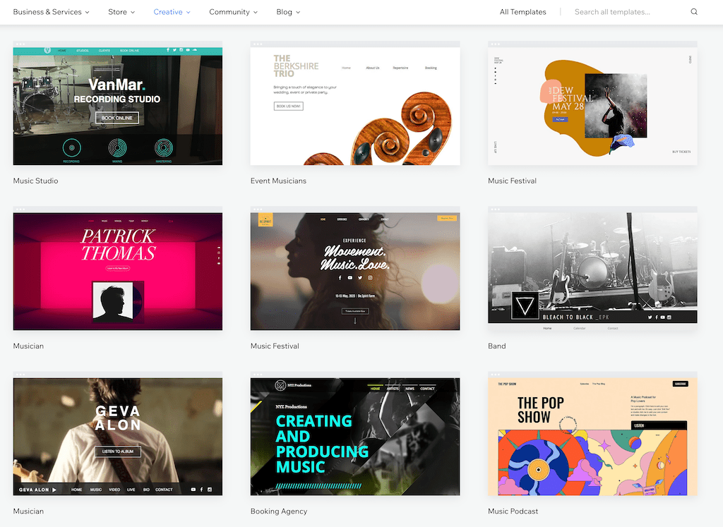 wix musician templates