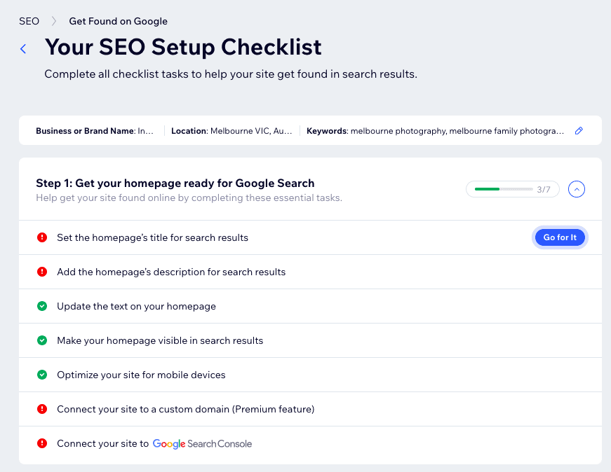 wix seo checklist