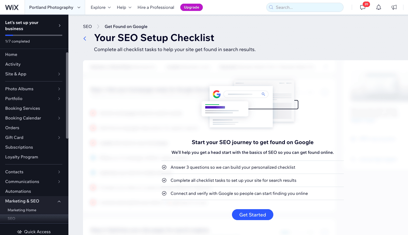 wix seo setup checklist