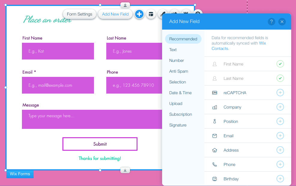 wix tutorial 32 add form fields