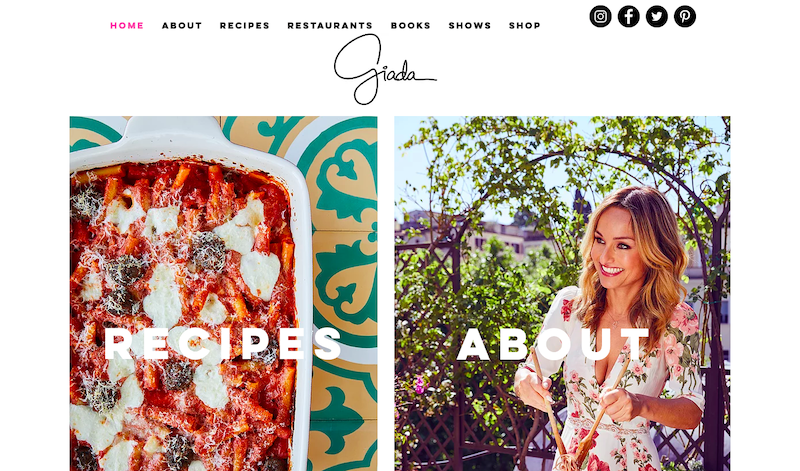 wix website examples - giada de laurentiis