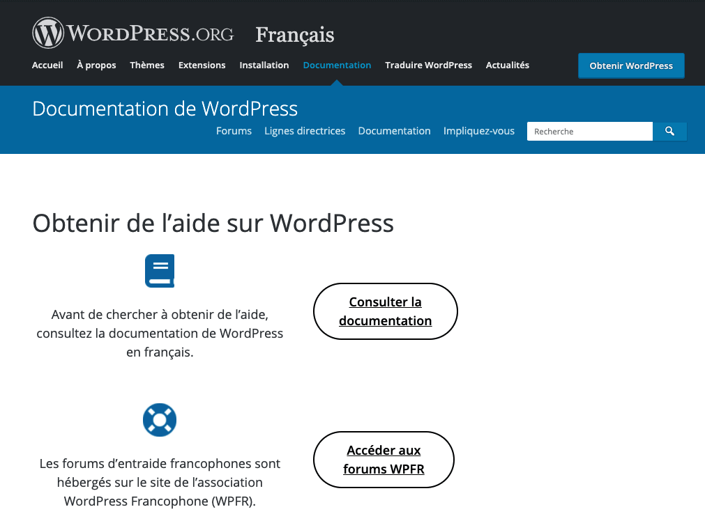 assistance wordpress.org