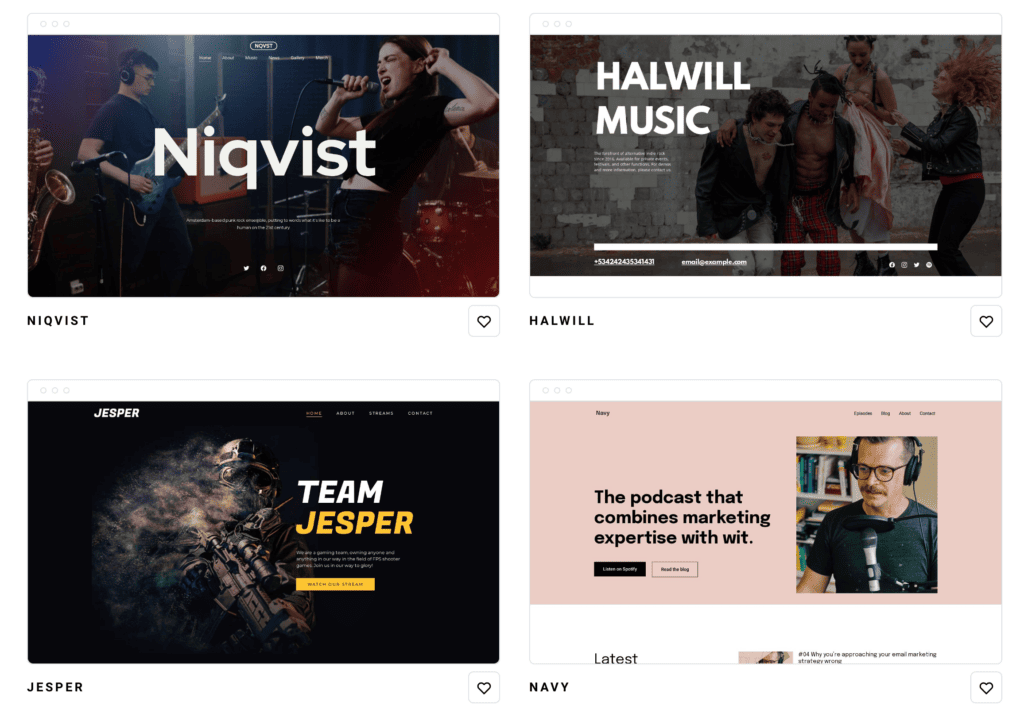 zyro music templates