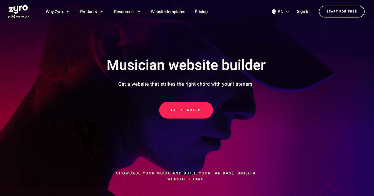 createur de site zyro pour musiciens